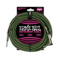 Thumbnail of Ernie Ball 6066 25&#039; Braided Straight / Angle Instrument Cable - Black / Green