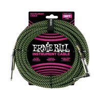 Thumbnail van Ernie Ball 6082 18&#039; Braided Straight / Angle Instrument Cable - Black / Green