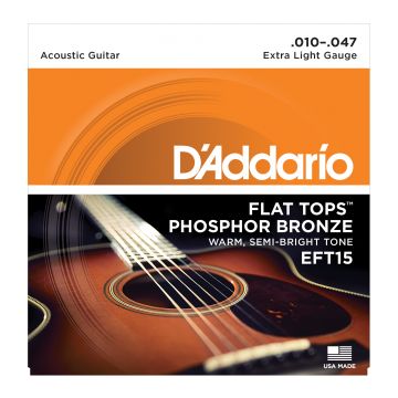 Preview van D&#039;Addario EFT15 Flat tops Extra light semi-flattened phosphor bronze