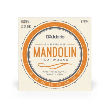 Preview of D&#039;Addario EFW74 mandolin 11-36 Medium, Flat Wound, Stainless Steel