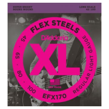 Preview of D&#039;Addario EFX170 FlexSteel roundwound Light, 45-100, Long Scale