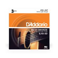 Thumbnail van D&#039;Addario EJ10-3D Extra Light - 80/20 Bronze 3-pack