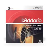 Thumbnail van D&#039;Addario EJ12-3D Medium - 80/20 Bronze 3-Pack