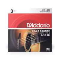 Thumbnail van D&#039;Addario EJ12-3D Medium - 80/20 Bronze 3-Pack