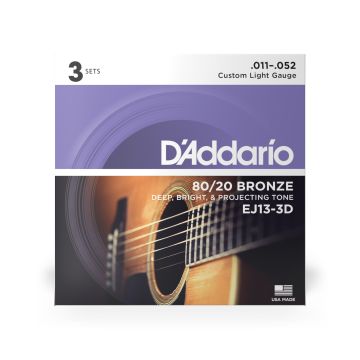 Preview of D&#039;Addario EJ13-3D Light - 80/20 Bronze 3 pack