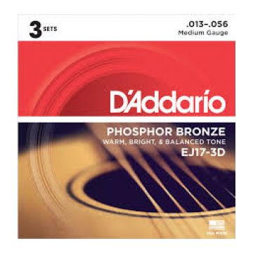 Preview van D&#039;Addario EJ17 3PACK Medium - Phosphor bronze