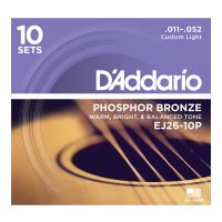 Thumbnail van D&#039;Addario EJ26-10P 10PACK Custom Light - Phosphor bronze