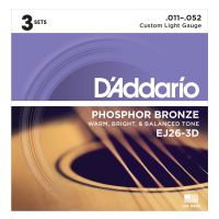 Thumbnail van D&#039;Addario EJ26-3D 3PACK Custom Light - Phosphor bronze