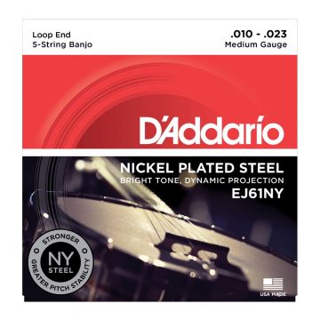 Preview van D&#039;Addario EJ61NY 5-String Banjo, Nickel, Medium, 10-23