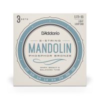 Thumbnail van D&#039;Addario EJ73-3D Mandolin Strings, Phosphor Bronze, Light, 10-38, 3 Sets
