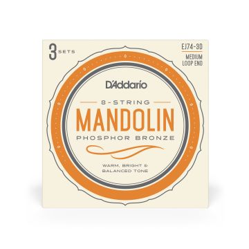 Preview van D&#039;Addario EJ74-3D Mandolin Strings, Phosphor Bronze, Medium, 11-40, 3 Sets