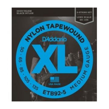 Preview of D&#039;Addario ETB92-5 Long scale Black Nylon Tapewound