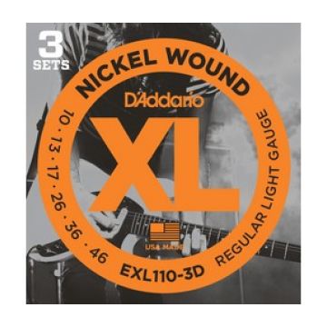 Preview of D&#039;Addario EXL110-3D 3PACK  XL nickelplated steel