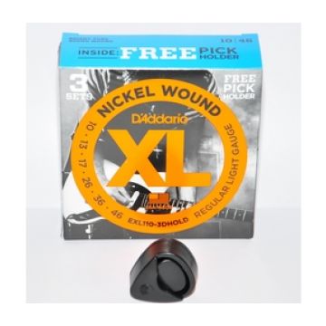 Preview of D&#039;Addario EXL110 3PACK+ free pick holder XL nickelplated steel