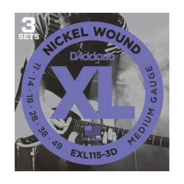 Preview of D&#039;Addario EXL115-3D 3PACK XL nickelplated steel