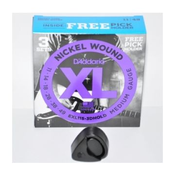 Preview of D&#039;Addario EXL115 3PACK+ free pick holder XL nickelplated steel