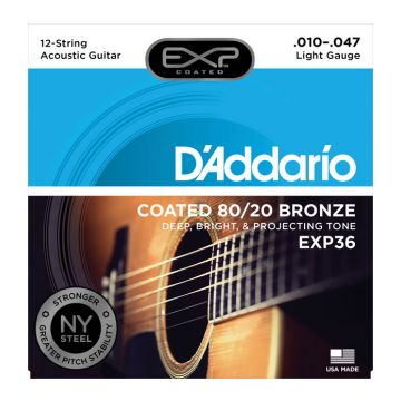 Preview of D&#039;Addario EXP36 Coated 80/20 Bronze, 12-String, Light, 10-47
