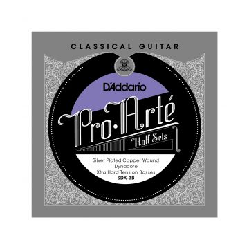 Preview of D&#039;Addario SDX-3B Pro-Arte Silver Plated Copper on Composite Dynacore Classical Guitar Half Set, Extra Hard Tension
