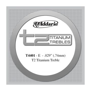 Preview van D&#039;Addario T4401 T2 Titanium Treble Classical Guitar Single String, Extra-Hard Tension, First String