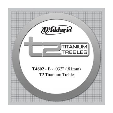 Preview van D&#039;Addario T4602 T2 Titanium Treble Classical Guitar Single String, Hard Tension, Second String