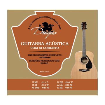 Preview van Drag&atilde;o D021 Guitarra Acustica  11-46 Silverplated ball-end wound B and G