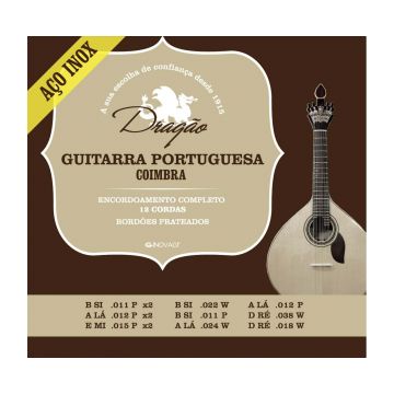 Preview van Drag&atilde;o D074 Guitarra Portuguesa  Coimbra Scale Stainless steel