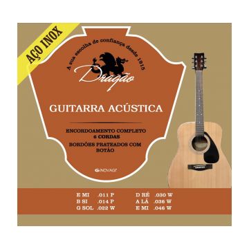 Preview van Drag&atilde;o D077 Guitarra Acustica  11-46 Stainless, silverplated  ball-end