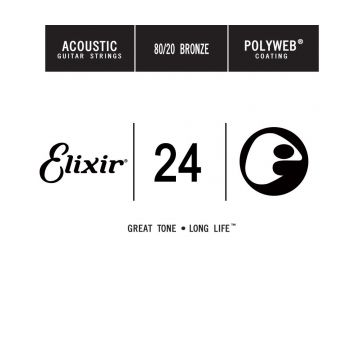 Preview of Elixir 13124 Polyweb .024 Round Wound 80/20 Bronze Acoustic guitar