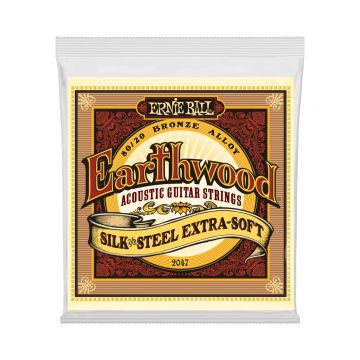 Preview van Ernie Ball 2047 Earthwood Silk &amp; Steel Extra Soft 80/20 Bronze Acoustic Guitar Strings - 10-50 Gauge