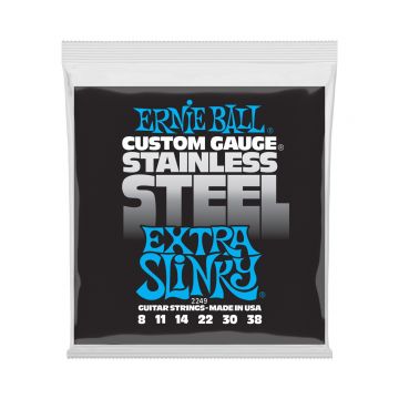 Preview of Ernie Ball 2249 Extra Slinky Stainless Steel Wound Electric Guitar Strings - 8-38 Gauge