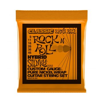 Preview of Ernie Ball 2252 Hybrid Slinky Classic Rock n Roll Pure Nickel Wrap Electric Guitar Strings - .009 - .046