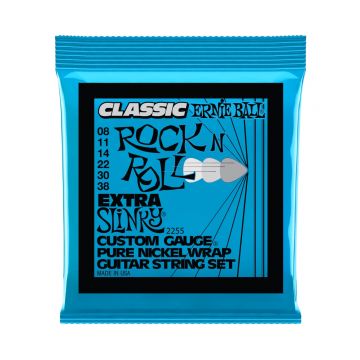 Preview van Ernie Ball 2255 Extra Slinky Classic Rock n Roll Pure Nickel Wrap Electric Guitar Strings - 8-38 Gauge