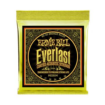 Preview van Ernie Ball 2554 Everlast Medium Coated 80/20 Bronze Acoustic Guitar Strings - 13-56 Gauge