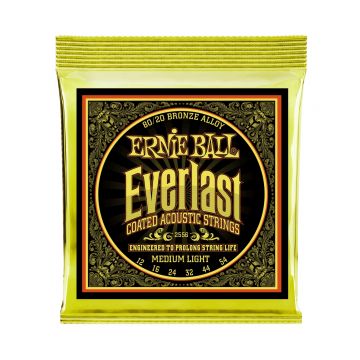 Preview van Ernie Ball 2556 Everlast Medium Light Coated 80/20 Bronze Acoustic Guitar Strings - 12-54 Gauge