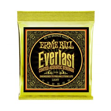 Preview of Ernie Ball 2558 Everlast Light Coated 80/20 Bronze Acoustic Guitar Strings - .011 - .052