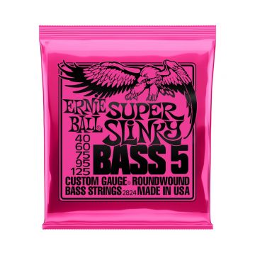 Preview van Ernie Ball 2824 Super Slinky 5-String Nickel Wound Electric Bass Strings - 40-125 Gauge