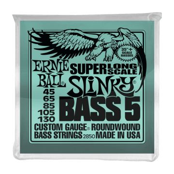 Preview van Ernie Ball 2850 5 String Slinky Super Long Scale Electric Bass Strings - 45-130 Gauge