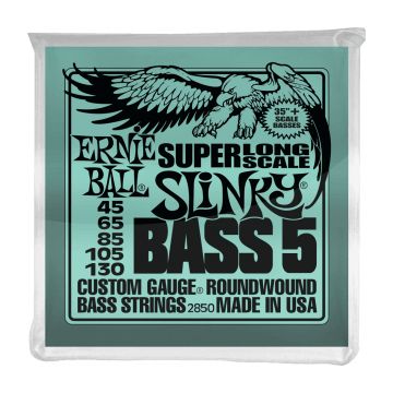 Preview of Ernie Ball 2850 5 String Slinky Super Long Scale Electric Bass Strings - 45-130 Gauge