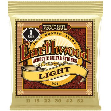 Preview van Ernie Ball 3004 Earthwood Light 80/20 Brons Acoustic 3-pack