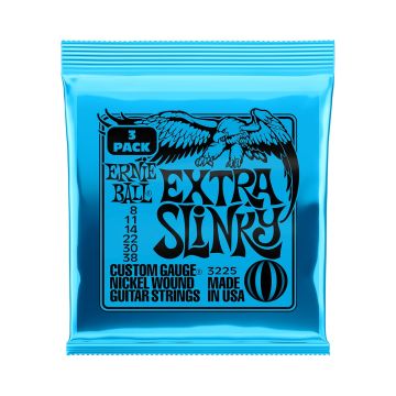 Preview of Ernie Ball 3225 EXTRA SLINKY NICKEL WOUND ELECTRIC GUITAR STRINGS 8-38 GAUGE - 3 PACK