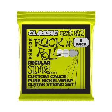 Preview of Ernie Ball 3251 Regular Slinky Classic Rock n Roll Pure Nickel 3-Pack