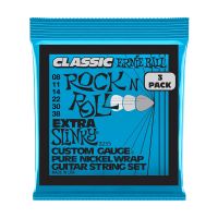 Thumbnail van Ernie Ball 3255 Extra Slinky Classic Rock n Roll Pure Nickel Wrap Electric Guitar Strings - 8-38 Gauge 3-Pack