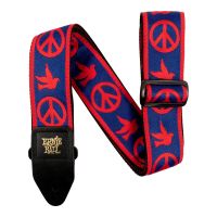 Thumbnail of Ernie Ball 4698 CLASSIC JACQUARD GUITAR STRAP/BASS STRAP - RED &amp; BLUE PEACE LOVE DOVE