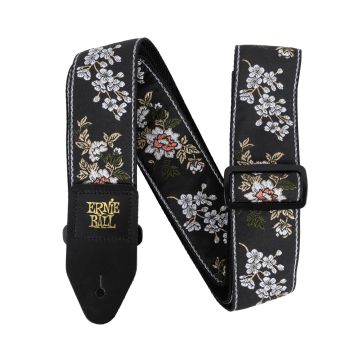 Preview of Ernie Ball 5362 CLASSIC JACQUARD GUITAR STRAP/BASS STRAP - WHITE BLOSSOM