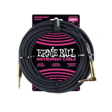 Preview of Ernie Ball 6058 25&#039; Braided Straight / Angle Instrument Cable - Black