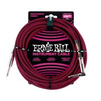 Thumbnail of Ernie Ball 6062 25&#039; Braided Straight / Angle Instrument Cable - Black / Red