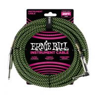 Thumbnail of Ernie Ball 6066 25&#039; Braided Straight / Angle Instrument Cable - Black / Green