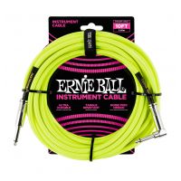Thumbnail of Ernie Ball 6080 10&#039; Braided Straight / Angle Instrument Cable Neon - Yellow