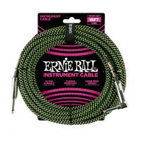Thumbnail of Ernie Ball 6082 18&#039; Braided Straight / Angle Instrument Cable - Black / Green