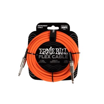 Preview van Ernie Ball 6421 FLEX INSTRUMENT CABLE STRAIGHT/STRAIGHT 20FT - ORANGE